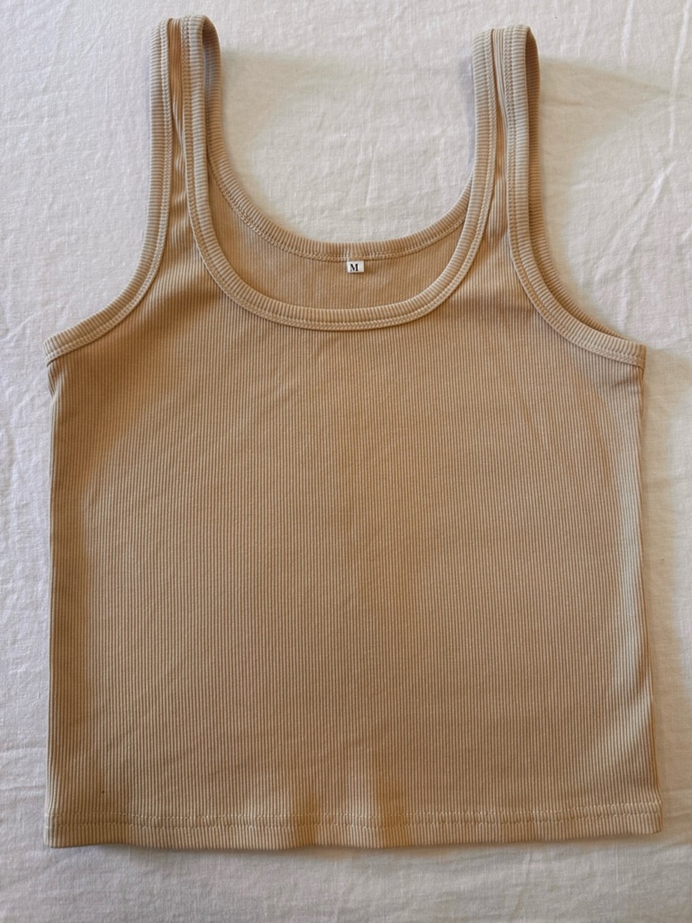 Beige Ribbed Tank Top